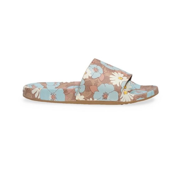 COACH Udele Sig Floral Aqua Rubber Slide Sandals - Picture 6 of 7